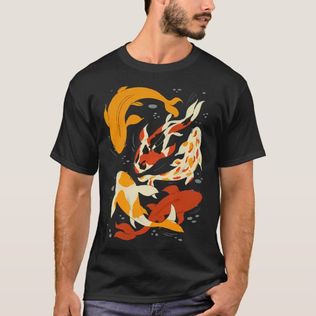 T-shirt Koi dans l'eau noire (Devant)