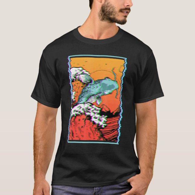 T-shirt Koi Fish Carp Fishing Japonais Grande vague au lar (Devant)