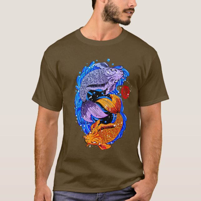 T-shirt Koi Fish Illustration T Shirt Design (Devant)