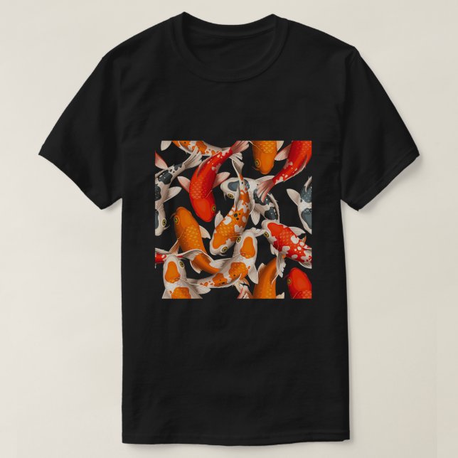 T-shirt Koi Fish Pond sans couture Motif Triage amusant bl (Design devant)