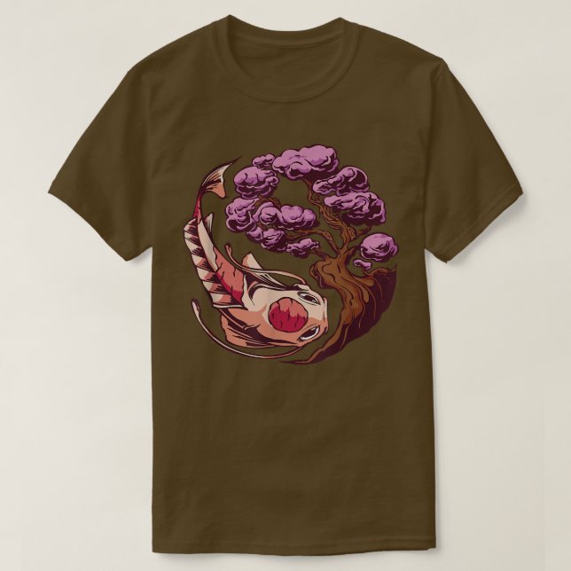 T-shirt Koi Fish Sakura Art japonais (Design devant)