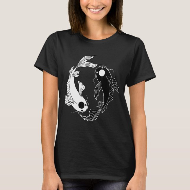 T-shirt Koi Fish Ying Yang noir et blanc (Devant)