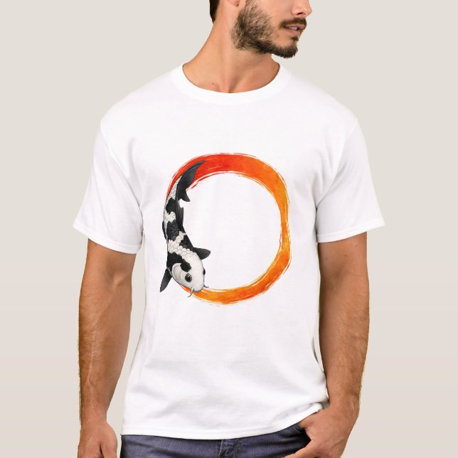 T-shirt Koi Fish Zen Circle Art – Minimalist Design (Devant)