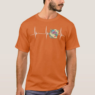T-shirt Koi Heartbeat EKG Pulse Lotus Fish Yin Yang Sakura