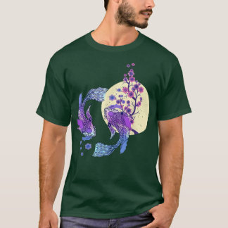 T-shirt Koi Japonais Koi Carp Pleine lune Yin Yang Cherry
