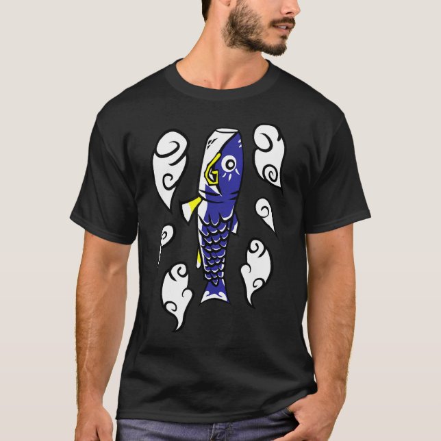 T-shirt Koi Kite bleu japonais (Devant)