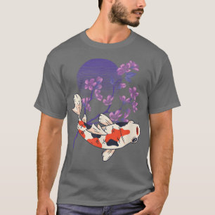 T-shirt Koi Pleine lune Fleur de cerisier Nishikigoi japon