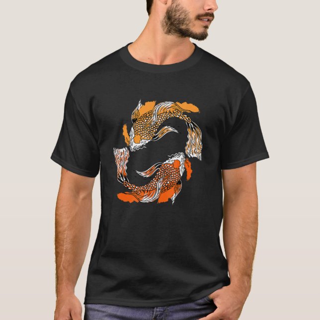 T-shirt Koi Poisson Carpe Japonaise Nishikigoi Pêcheur (Devant)