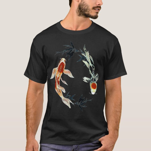 T-shirt koi poisson ying yang avec des tee - shirts en bam (Devant)
