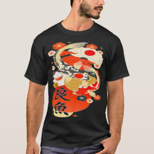 T-shirt koi poisson ying yangJaponais Lucky Cat -Maneki