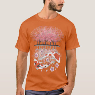 T-shirt Koi Sakura Arbre à l'envers fleurs de cerisiers ja