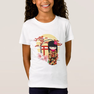 T-Shirt Kokeshi Doll Floral Kimono