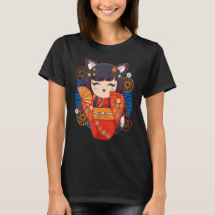 T-shirt Kokeshi Doll Kitsune japonais esthétique