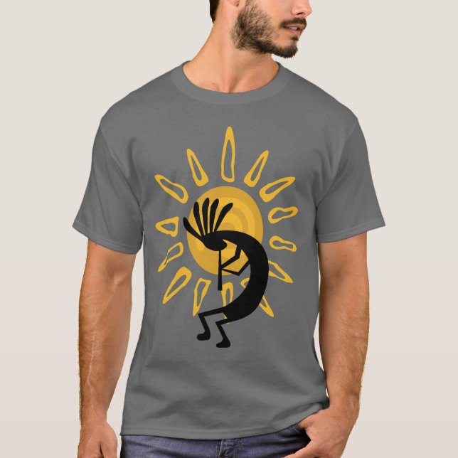 T-shirt Kokopelli Gold Mens Gris de base (Devant)