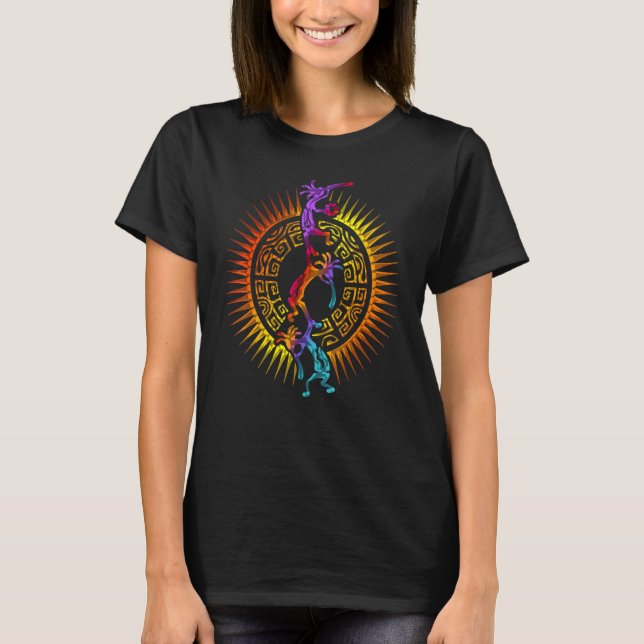 T-shirt Kokopelli Musicien acroates - Mandala Sun 1 - Vent (Devant)