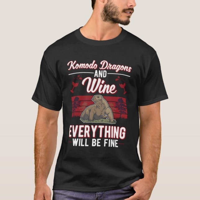 T-shirt Komodo Dragon Et Wine Monitor Lizard Komodo Drago (Devant)