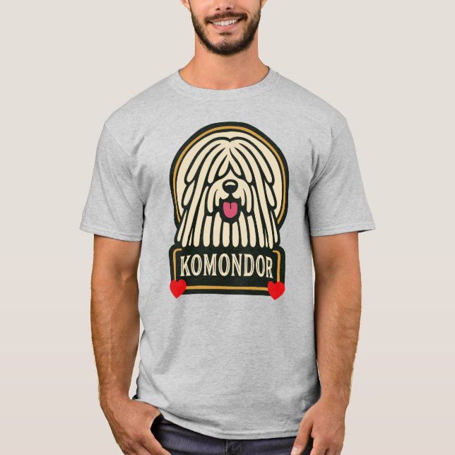 T-shirt Komondondor Hongrois Sheepdog Mop Chien avec Dread (Devant)