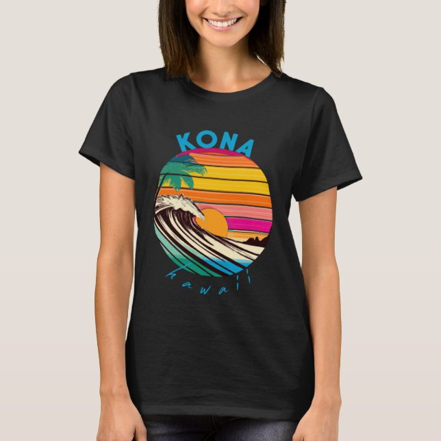 T-shirt Kona Retro 1980 Style Hawaii Beach (Devant)