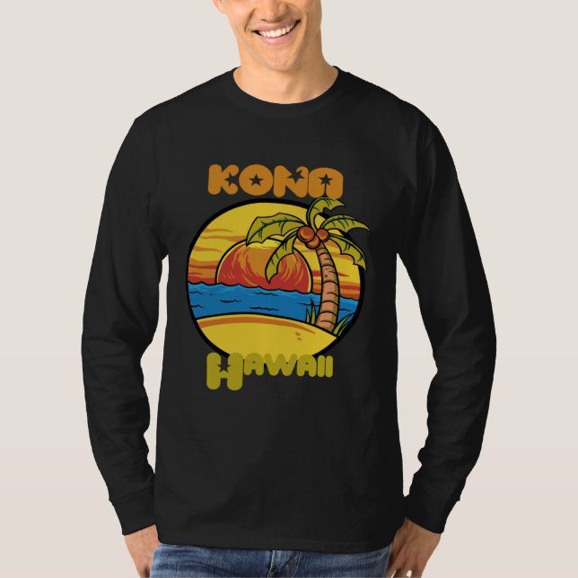 T-shirt Kona Sunset Vacation Hawaii Palm trees Ocean (Devant)