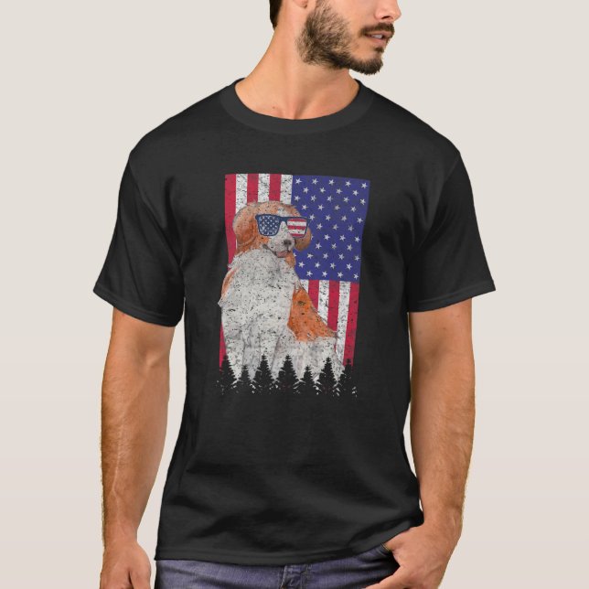 T-shirt Kooikerhondje Chien patriotique USA Pride American (Devant)