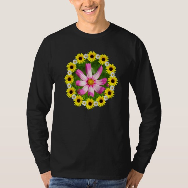T-shirt Kosmee Flower Pink Sunflowers Daisy Flower   (Devant)