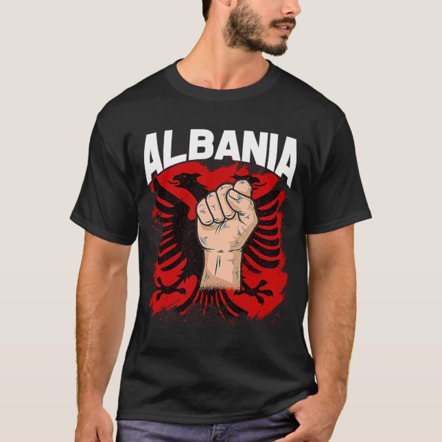 T-shirt Kosovo Albanie  Tirana Drapeau Double Aigle (Devant)