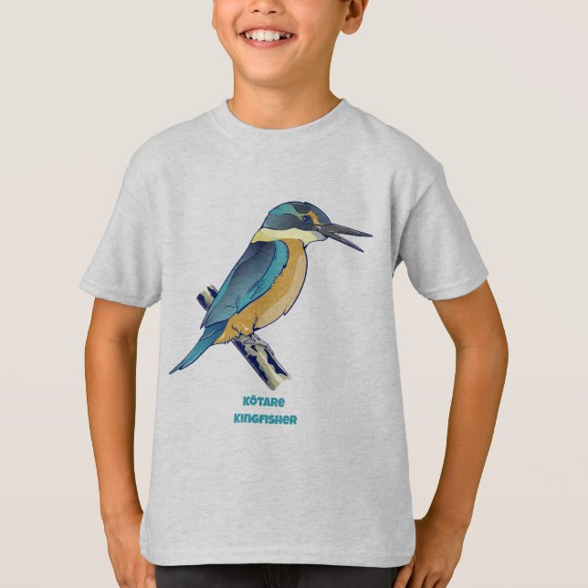 T-shirt Kotare Kingfisher NZ BIRD (Devant)