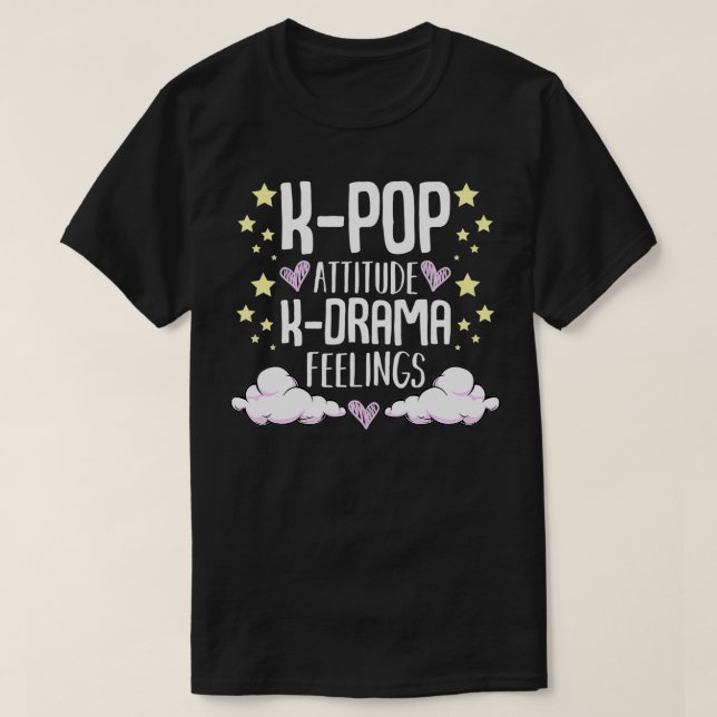 T-shirt KPop Attitude KDrama Sentiments drôle mode coréenn (Design devant)