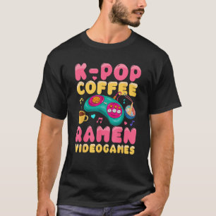 T-shirt KPop Coffee Ramen Videogames japonais Cadeau Anime