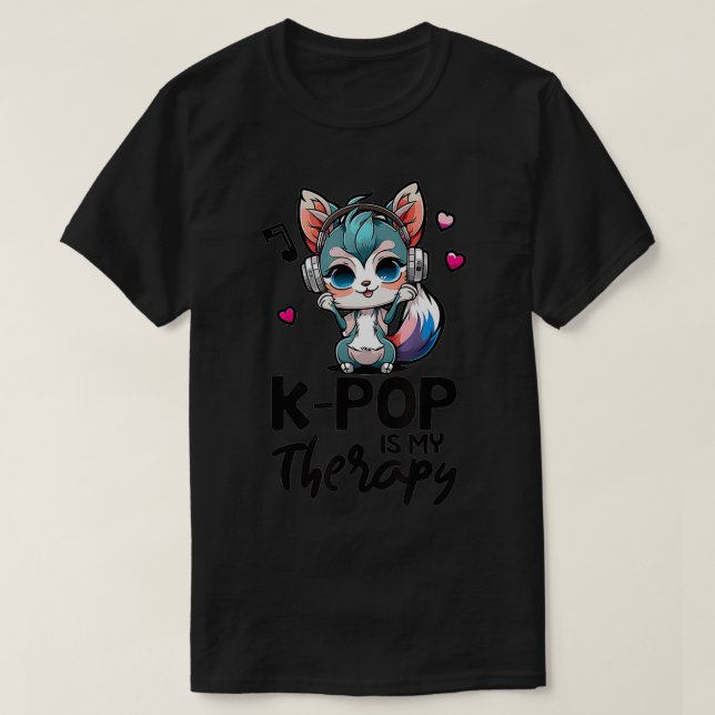 T-shirt Kpop Est Ma Thérapie K Raccoon Merch Kpop Merchand (Design devant)