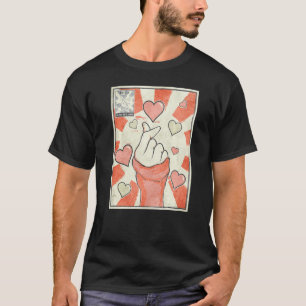 T-shirt Kpop Finger Heart coréen Pop Music Retro Vintage