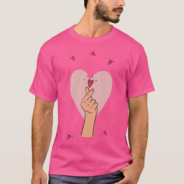 T-shirt Kpop Heart Love Tee Finger Crossed K-Drama K-Pop (Devant)