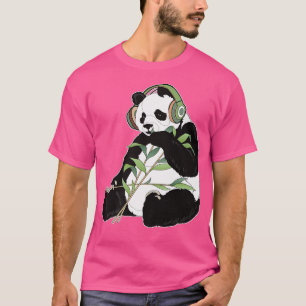 T-shirt Kpop Panda Bear avec écouteurs Musique Pop Coréenn