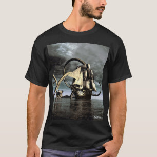T-shirt Kraken. Pieuvre géante faisant couler un navire pi