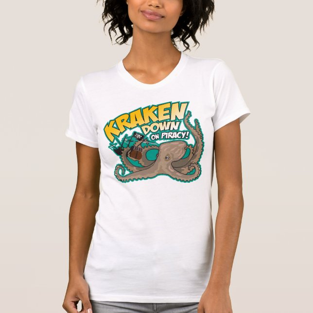 T-shirt Kraken vers le bas sur la piraterie (Devant)