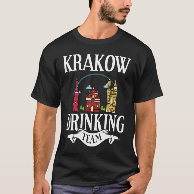 T-shirt Krakow Poland City Trip Skyline Map Travel (Devant)