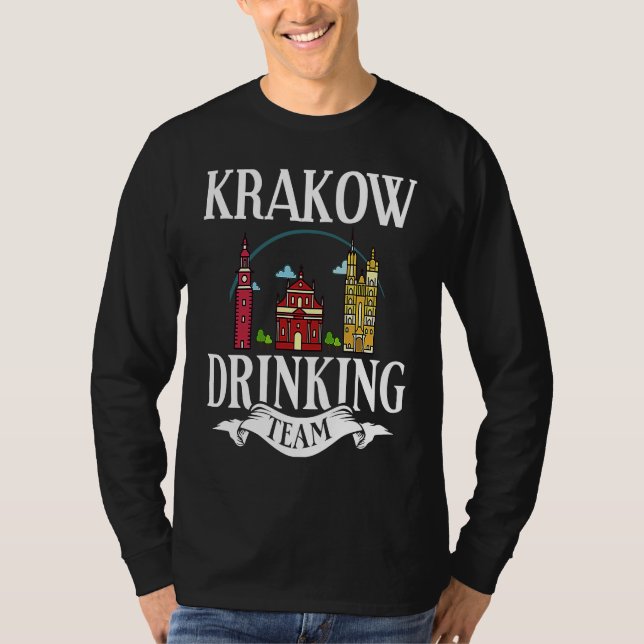 T-shirt Krakow Poland City Trip Skyline Map Travel (Devant)