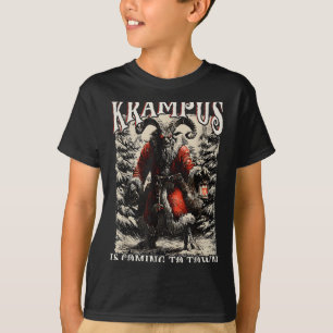 T-shirt Krampus arrive en ville Noël Saison Mal Kr