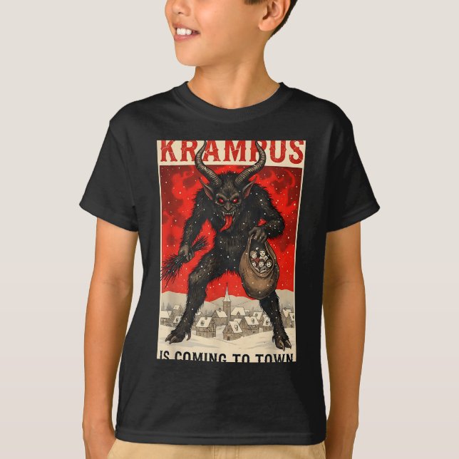 T-shirt Krampus Is Coming To Town Christmas Horror Holiday (Devant)