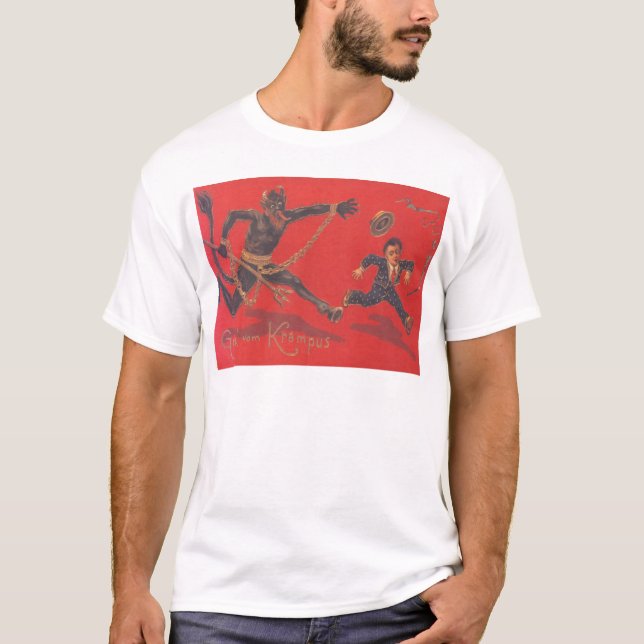 T-shirt Krampus pourchassant l'enfant (Devant)