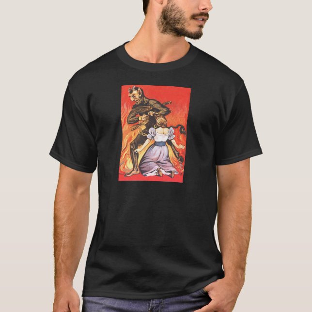 T-shirt Krampus Punir une femme (Devant)