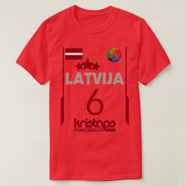 T-shirt Kristaps Porzingis Retro Lettonie Euro Style Panie (Design devant)