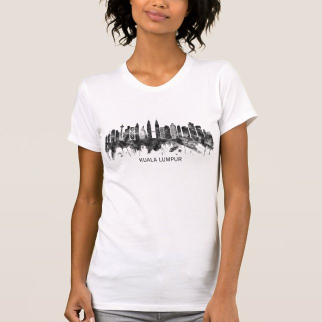 T-shirt Kuala Lumpur Malaisie Skyline BW (Devant)