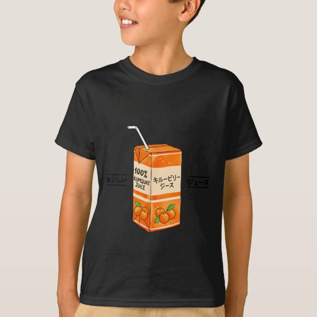 T-shirt Kumquat Japanese Fruit Juice Japan Kanji Boys Girl (Devant)
