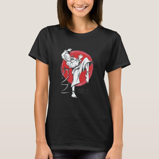 T-shirt Kung fu master fighting karate kicking martial art (Devant)