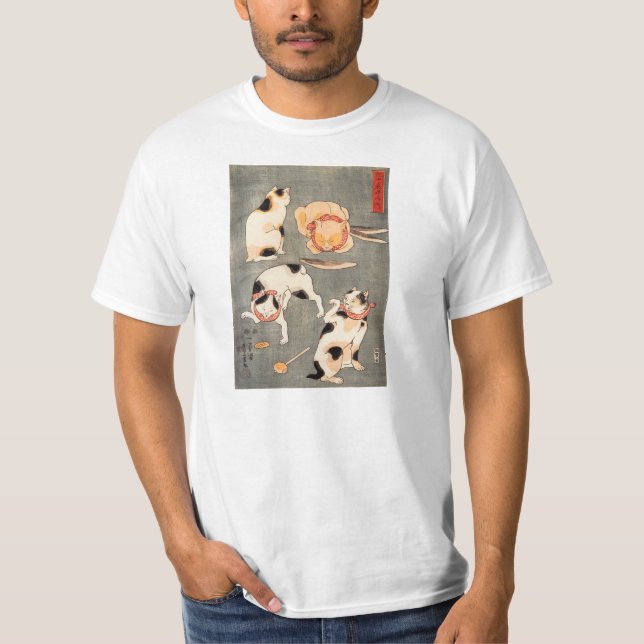 T-shirt Kuniyoshi quatre chats (Devant)