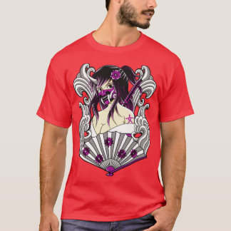 T-shirt kunoichi japonais avec masque oni