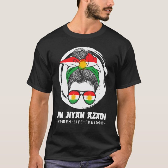 T-shirt Kurdish Flag. JIN-JIYAN-AZADI Support Kurdish wome (Devant)