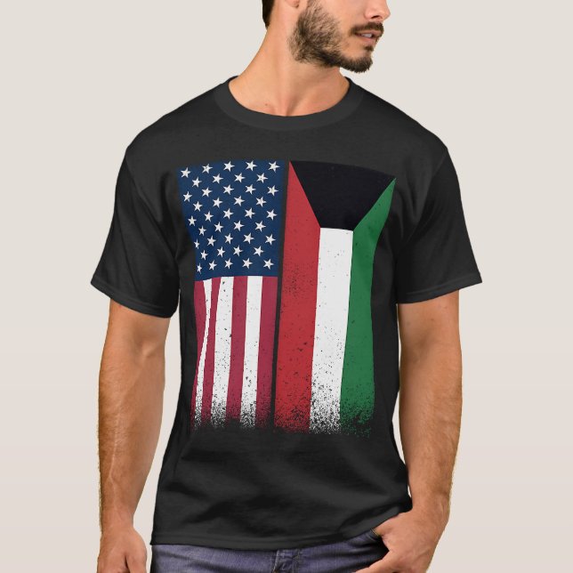 T-shirt Kuwai Koweitien Drapeaux américains Fiers USA Kowe (Devant)