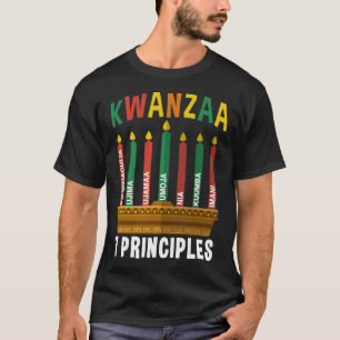 T-shirt Kwanzaa 7 Principes Bougies Kinara Pan Africains P